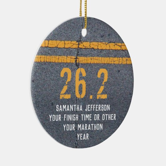 Foto op Back Marathon Runner 26.2 Keepasmedaille Keramisch Ornament (Rechts)