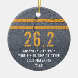 Foto op Back Marathon Runner 26.2 Keepasmedaille Keramisch Ornament