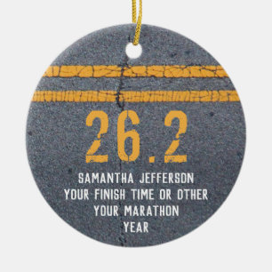 Foto op Back Marathon Runner 26.2 Keepasmedaille Keramisch Ornament
