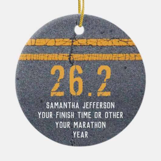Foto op Back Marathon Runner 26.2 Keepasmedaille Keramisch Ornament (Voorkant)