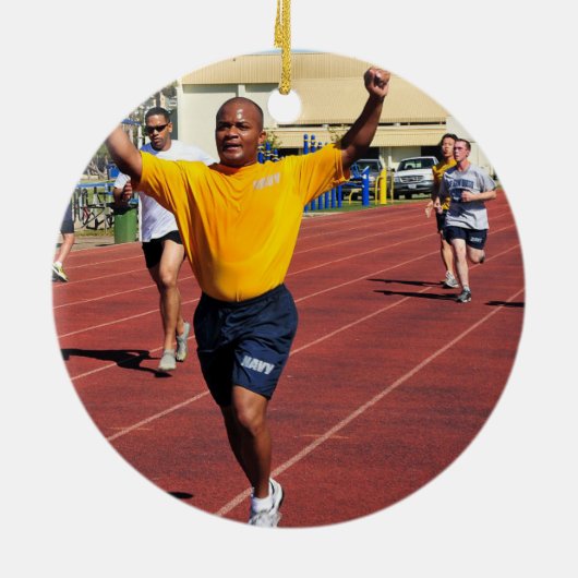 Foto op Back Marathon Runner 26.2 Keepasmedaille Keramisch Ornament (Achterkant)