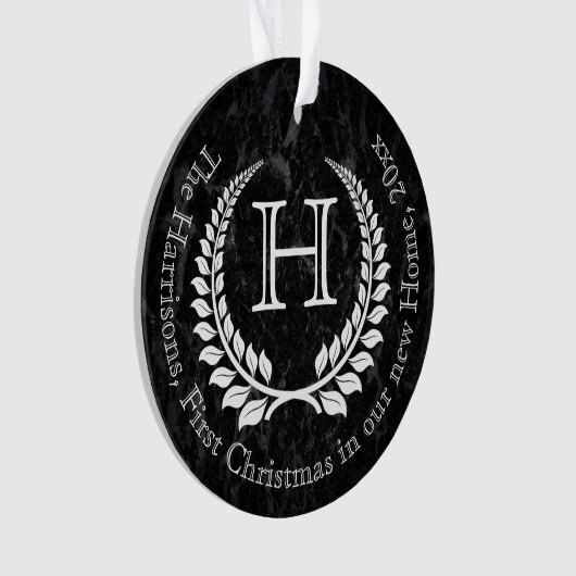 Foto op Back Monogrammed Letter First Kerstmis Ornament (voorkant)