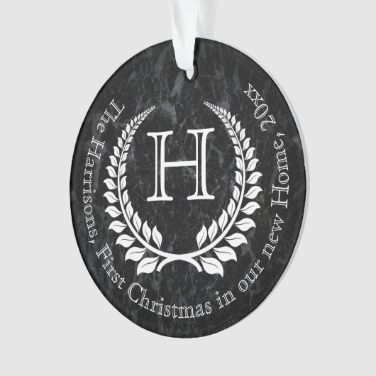 Foto op Back Monogrammed Letter First Kerstmis Ornament (voorkant)