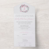 Foto op Back Pink Peony Wreath Simple Modern All In One Uitnodiging (Binnen)