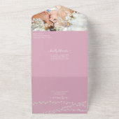 Foto op Back Pink Peony Wreath Simple Modern All In One Uitnodiging (Buitenkant)