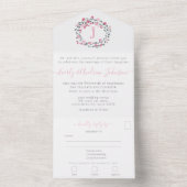 Foto op Back Pink Peony Wreath Simple Modern All In One Uitnodiging (Binnen)