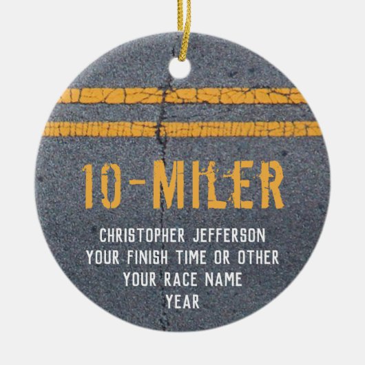 Foto op Back Running Race 10 Mile 5k Custom Keramisch Ornament (Voorkant)