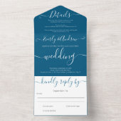 Foto op Back Simple Modern Mykonos Blue Wedding All In One Uitnodiging (Binnen)