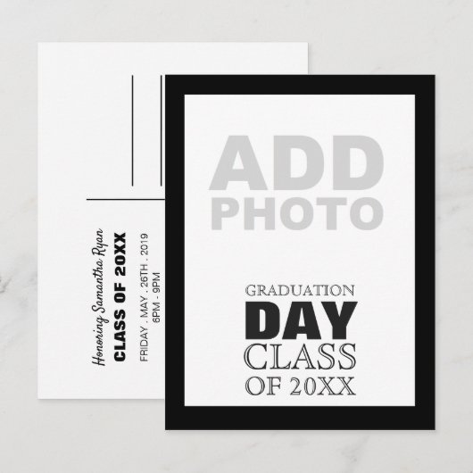  foto op dag afstuderen uitnodiging briefkaart (Voorkant / Achterkant)