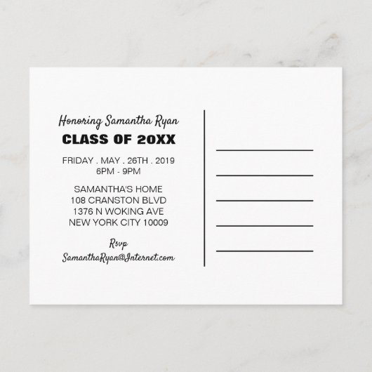  foto op dag afstuderen uitnodiging briefkaart (Achterkant)