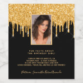 Foto op feestdag zwarte glitter gouden leugen wijn etiket (Enkel label)