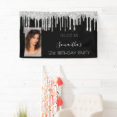 Foto op feestdag zwarte zilverglitterglazen spandoek (Insitu)