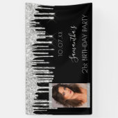 Foto op feestdag zwarte zilverglitterglazen spandoek (Verticaal)