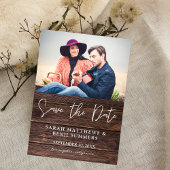 Foto op hout B Rustic Save the Date Kaart