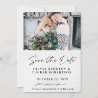 Foto op houten roestige Save the Date uitnodiging