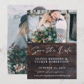 Foto op Houten Rustieke Save the Date Uitnodiging (Voorkant / Achterkant)