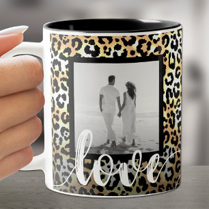 Foto op Leopard Print Love Tweekleurige Koffiemok