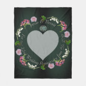 Foto op maat bloemenhart trouw verjaardag grijs fleece deken (Voorkant)
