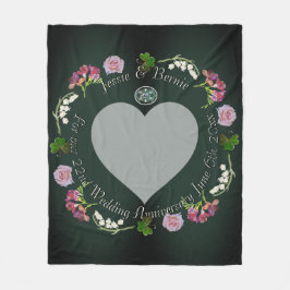 Foto op maat bloemenhart trouw verjaardag grijs fleece deken