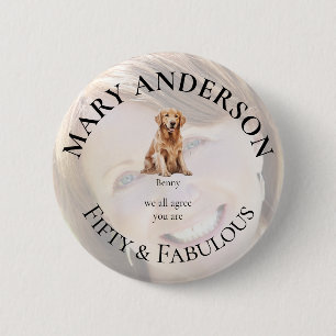 Foto op maat huisdier vijftig & fantastisch ronde button 5,7 cm