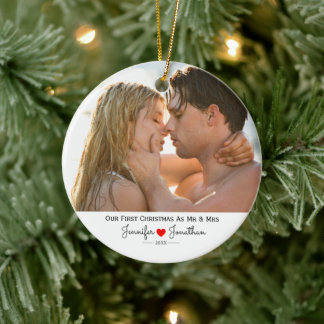Foto op maat Onze eerste kerst getrouwd Keramisch Ornament