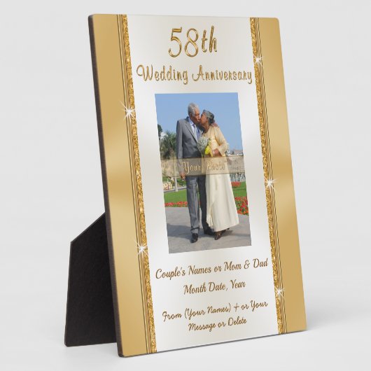 Foto op persoonlijke titel 58 Wedding Jubileum Gif Fotoplaat (Zijkant)