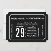 Foto op Rug Zwart & Wit Typografie Bruiloft Kaart (Voorkant)