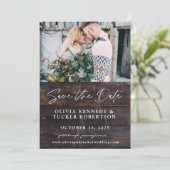 Foto op Wood Rustic Save the Date Uitnodiging (Staand voorkant)