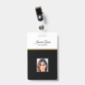 Foto op zwart-witte achtergrond badge (Voorzijde met clip)