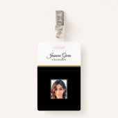 Foto op zwart-witte achtergrond badge (Voorkant met clip)