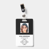 Foto op zwarte achtergrond badge (Voorzijde met clip)