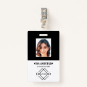 Foto op zwarte achtergrond badge (Voorkant met clip)