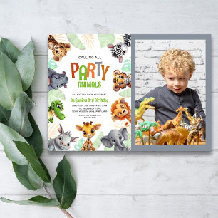 Foto Oproep aan alle feestbeesten Cute Jungle Kaart
