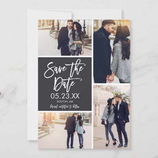 Foto opslaan Datum 4-fotocollage-kaart Save The Date (Voorkant)