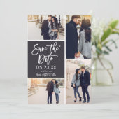 Foto opslaan Datum 4-fotocollage-kaart Save The Date (Staand voorkant)