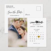 Foto Opslaan Datum Agenda Elegant Gold Heart Aankondigingskaart (Voorkant / Achterkant)