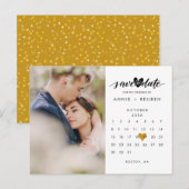Foto Opslaan Datum Agenda Elegant Gold Heart Aankondigingskaart (Voorkant / Achterkant)