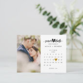 Foto Opslaan Datum Calendar Chic Gold Heart Briefkaart (Staand voorkant)