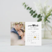 Foto Opslaan Datum Calendar Gold Love Heart Briefkaart (Staand voorkant)
