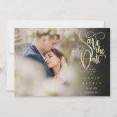 Foto Opslaan Datum Elegant Gold Script Modern Kaart (Voorkant)