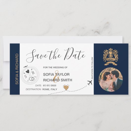 Foto Opslaan datum instapkaart Wereldkaart Kaart (Voorkant)