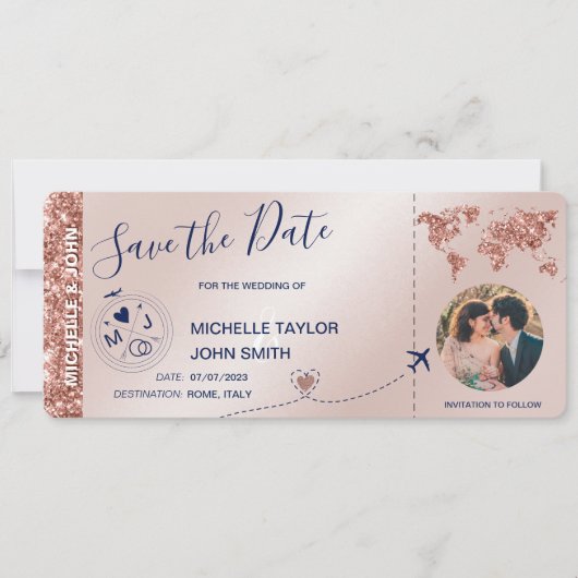 Foto Opslaan datum instapkaart Wereldkaart Kaart (Voorkant)