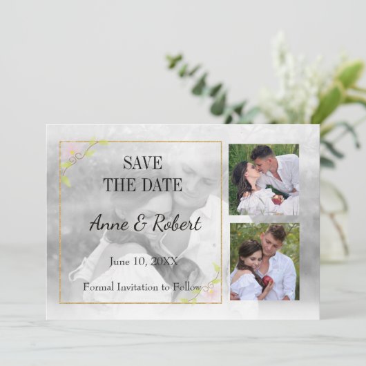 Foto Opslaan datum transparant Save The Date (Staand voorkant)