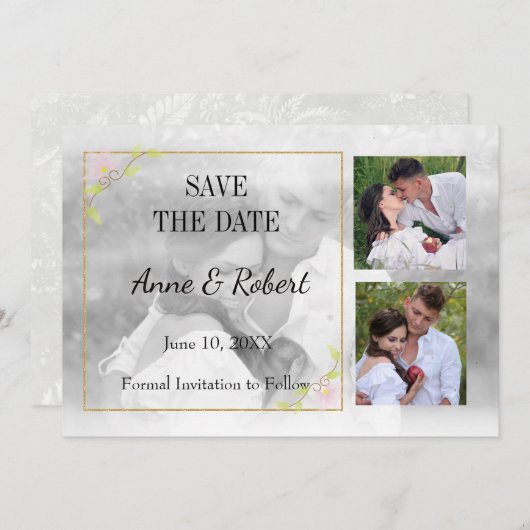 Foto Opslaan datum transparant Save The Date (Voorkant / Achterkant)