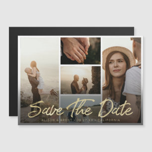 Foto Opslaan De Datum Moderne Gouden Script Typogr Magnetische Uitnodiging