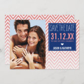 FOTO OPSLAAN DE DATUM ombre chevron koraal marine  Kaart (Voorkant / Achterkant)