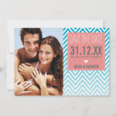 FOTO OPSLAAN DE DATUM ombre chevron turquoise kora Kaart (Voorkant)