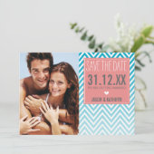 FOTO OPSLAAN DE DATUM ombre chevron turquoise kora Kaart (Staand voorkant)