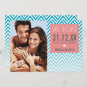 FOTO OPSLAAN DE DATUM ombre chevron turquoise kora Kaart (Voorkant / Achterkant)