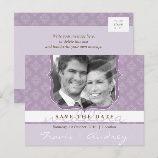 FOTO OPSLAAN DE DATUM :: pictureframe elegantie 2 Briefkaart (Voorkant / Achterkant)